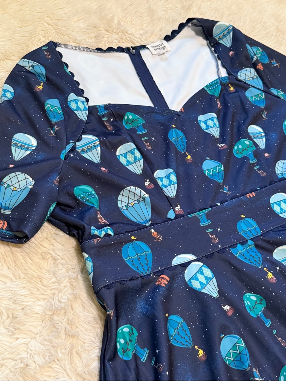 Unique Vintage Animals in Hot Air Balloon Dress - Size 18 - Picture 4 of 7